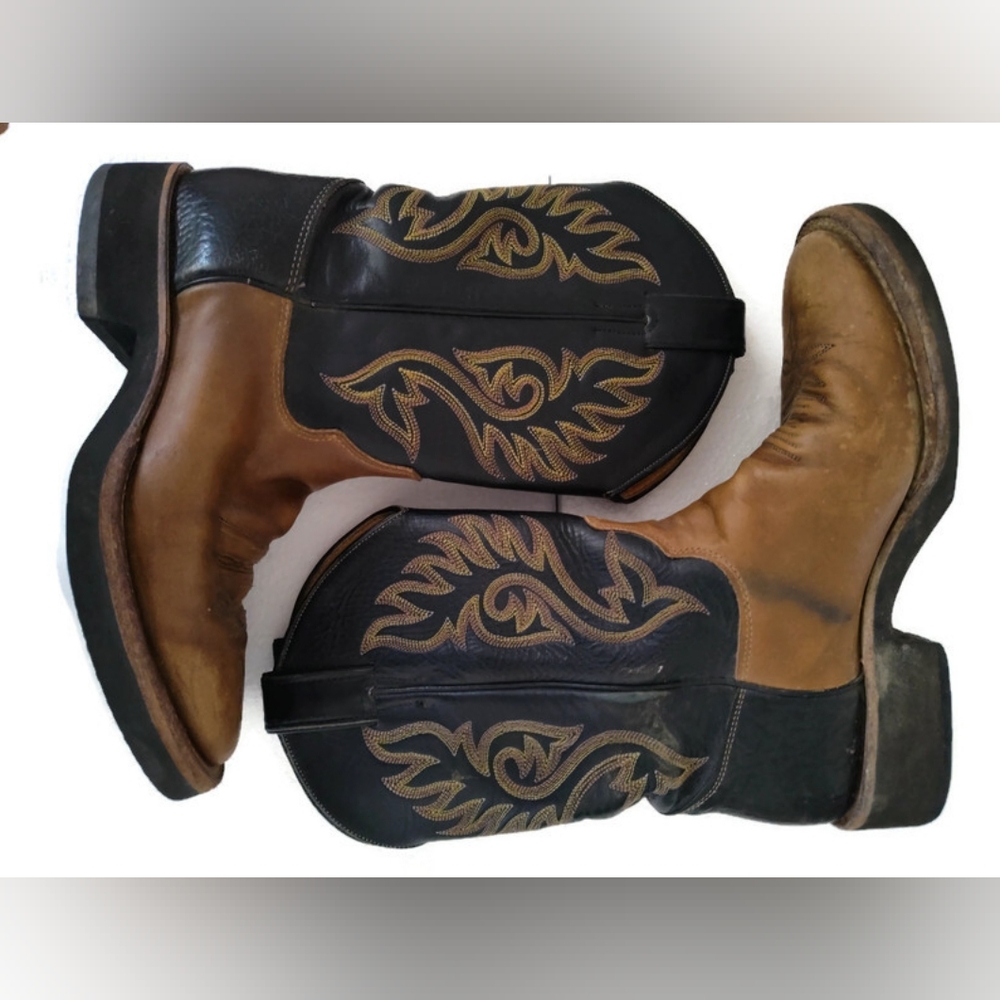 Justin Leather Cowboy Boots  Tekno Crepe Clean Inside! Mens Size 8.5 B  Women 9 - Picture 2 of 7